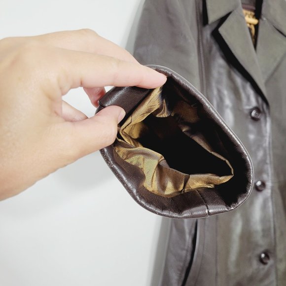 Oscar Leopold Brown 100% Lambskin Leather Lined Button Jacket Y2K Style Size XS - Picture 3 of 14